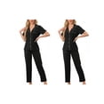 thumbnail image 1 of NOMADIC NOOK Women's 2 Pack Pajama Set Button-Up Soft Short-Sleeve Sleepwear Long-Pants Lounge X-Small 2 Packs Black, 1 of 6