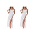 thumbnail image 1 of NOMADIC NOOK Women's 2 Pack Satin Nightgown Lace-Trim Cami Dress Side-Slit Maxi Gown Long Pajama Nightwear X-Large 2 Packs White, 1 of 6