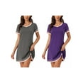 thumbnail image 1 of NOMADIC NOOK Women's Mother's Day 2 Pack Short-Sleeve Nightshirt Color-Block V-Neck Nightgown Small Purple/Grey, 1 of 6