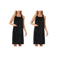 thumbnail image 1 of NOMADIC NOOK Women's Mother's Day 2 Pack Shower Wrap Bath Towel Robe Strap Button Sleeveless Snap Dress with Pockets Large 2 Packs Black, 1 of 6