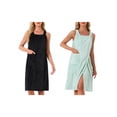 thumbnail image 1 of NOMADIC NOOK Women's Mother's Day 2 Pack Shower Wrap Bath Towel Robe Strap Button Sleeveless Snap Dress with Pockets Medium Black/Green, 1 of 6