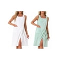 thumbnail image 1 of NOMADIC NOOK Women's Mother's Day 2 Pack Shower Wrap Bath Towel Robe Strap Button Sleeveless Snap Dress with Pockets X-Large White/Green, 1 of 6