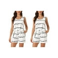 thumbnail image 1 of NOMADIC NOOK Women's Mother's Day 2 Pack Striped Round-Neck Sleeveless Tank & Shorts 2-Piece Sleepwear Large 2 Packs White, 1 of 6
