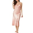 thumbnail image 1 of NOMADIC NOOK Women's 2 Packs Cami Dress V Neck Satin Pajamas Nightgown, 1 of 5