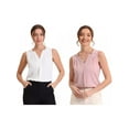 thumbnail image 1 of NOMADIC NOOK Women's 2 Packs Chiffon V Neck Sleeveless Office Work Shirts, 1 of 6