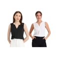 thumbnail image 1 of NOMADIC NOOK Women's 2 Packs Chiffon V Neck Sleeveless Office Work Shirts, 1 of 6
