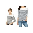 thumbnail image 1 of NOMADIC NOOK Women's 2 Packs Color Block Long Sleeve Striped Causal T-Shirt, 1 of 6