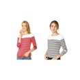 thumbnail image 1 of NOMADIC NOOK Women's 2 Packs Color Block Long Sleeve Striped Causal T-Shirt, 1 of 6