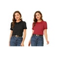 thumbnail image 1 of NOMADIC NOOK Women's 2 Packs Contrast Peter Pan Collar Polka Dots Short Sleeve Tops, 1 of 6