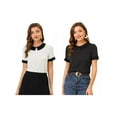 thumbnail image 1 of NOMADIC NOOK Women's 2 Packs Contrast Peter Pan Collar Polka Dots Short Sleeve Tops, 1 of 6