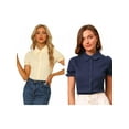 thumbnail image 1 of NOMADIC NOOK Women's 2 Packs Cotton Frilled Top Turndown Collar Solid Blouse, 1 of 7