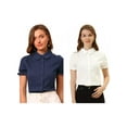 thumbnail image 1 of NOMADIC NOOK Women's 2 Packs Cotton Frilled Top Turndown Collar Solid Blouse, 1 of 7