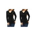 thumbnail image 1 of NOMADIC NOOK Women's 2 Packs Cowl Neck Buttons Decor Long Sleeves Ruched Blouse, 1 of 5