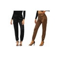 thumbnail image 1 of NOMADIC NOOK Women's 2 Packs Drawstring Elastic High Rise Silky Satin Cargo Solid Pants, 1 of 5