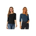 thumbnail image 1 of NOMADIC NOOK Women's 2 Packs Elbow Sleeves Boat Neck Slim Fit Classic Tee, 1 of 7