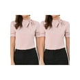 thumbnail image 1 of NOMADIC NOOK Women's 2 Packs Elegant Bow Tie Neck Short Sleeve Office Work Blouse, 1 of 7