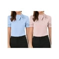 thumbnail image 1 of NOMADIC NOOK Women's 2 Packs Elegant Bow Tie Neck Short Sleeve Office Work Blouse, 1 of 7