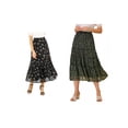 thumbnail image 1 of NOMADIC NOOK Women's 2 Packs Floral Print Elastic Waist Ruffle Maxi Tiered Skirt, 1 of 6