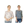 thumbnail image 1 of NOMADIC NOOK Women's 2 Packs Floral Round Neck Ruffled 3/4 Sleeves Flowy Chiffon Blouse, 1 of 7