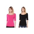 thumbnail image 1 of NOMADIC NOOK Women's 2 Packs Half Sleeves Boat Neck Fitted Layering Top Soft T-Shirt, 1 of 7