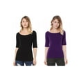 thumbnail image 1 of NOMADIC NOOK Women's 2 Packs Half Sleeves Boat Neck Fitted Layering Top Soft T-Shirt, 1 of 7