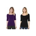thumbnail image 1 of NOMADIC NOOK Women's 2 Packs Half Sleeves Boat Neck Fitted Layering Top Soft T-Shirt, 1 of 7