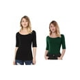 thumbnail image 1 of NOMADIC NOOK Women's 2 Packs Half Sleeves Boat Neck Fitted Layering Top Soft T-Shirt, 1 of 7