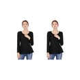 thumbnail image 1 of NOMADIC NOOK Women's 2 Packs Long Sleeves Scoop Neck Casual Peplum Shirt, 1 of 7