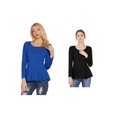 thumbnail image 1 of NOMADIC NOOK Women's 2 Packs Long Sleeves Scoop Neck Casual Peplum Shirt, 1 of 7