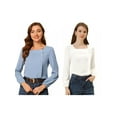 thumbnail image 1 of NOMADIC NOOK Women's 2 Packs Pleated Front Casual Long Sleeve Square Neck Blouse, 1 of 6