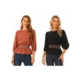 thumbnail image 1 of NOMADIC NOOK Women's 2 Packs Puff Half Sleeve Smocked Waist Peplum Top, 1 of 6