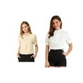 thumbnail image 1 of NOMADIC NOOK Women's 2 Packs Ruffled Button Down Short Sleeves Solid Work Office Blouse, 1 of 7