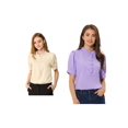 thumbnail image 1 of NOMADIC NOOK Women's 2 Packs Ruffled Button Down Short Sleeves Solid Work Office Blouse, 1 of 7