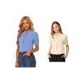 thumbnail image 1 of NOMADIC NOOK Women's 2 Packs Ruffled Button Down Short Sleeves Solid Work Office Blouse, 1 of 7