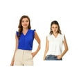 thumbnail image 1 of NOMADIC NOOK Women's 2 Packs Ruffled Sleeveless Pullover V- Neck Work Blouses, 1 of 6