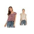 thumbnail image 1 of NOMADIC NOOK Women's 2 Packs Short Sleeve Square Neck Ruffled Floral Chiffon Blouse, 1 of 6