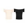 thumbnail image 1 of NOMADIC NOOK Women's 2 Packs Short Sleeves Off the Shoulder Hipbone Length Solid Blouse, 1 of 7