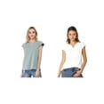 thumbnail image 1 of NOMADIC NOOK Women's 2 Packs Solid V Neck Cap Short Sleeves Work Blouse, 1 of 6