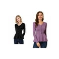 thumbnail image 1 of NOMADIC NOOK Women's 2 Packs V Neck Long Sleeve Ribbed Pullover Knitted Peplum Sweater, 1 of 7