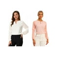 thumbnail image 1 of NOMADIC NOOK Women's 2 Packs Work Office Long Sleeves Keyhole Neck Elegant Blouse, 1 of 6