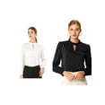 thumbnail image 1 of NOMADIC NOOK Women's 2 Packs Work Office Shirt Keyhole Elegant Stand Collar Fall Long Sleeve Chiffon Blouse Medium White/Black, 1 of 8