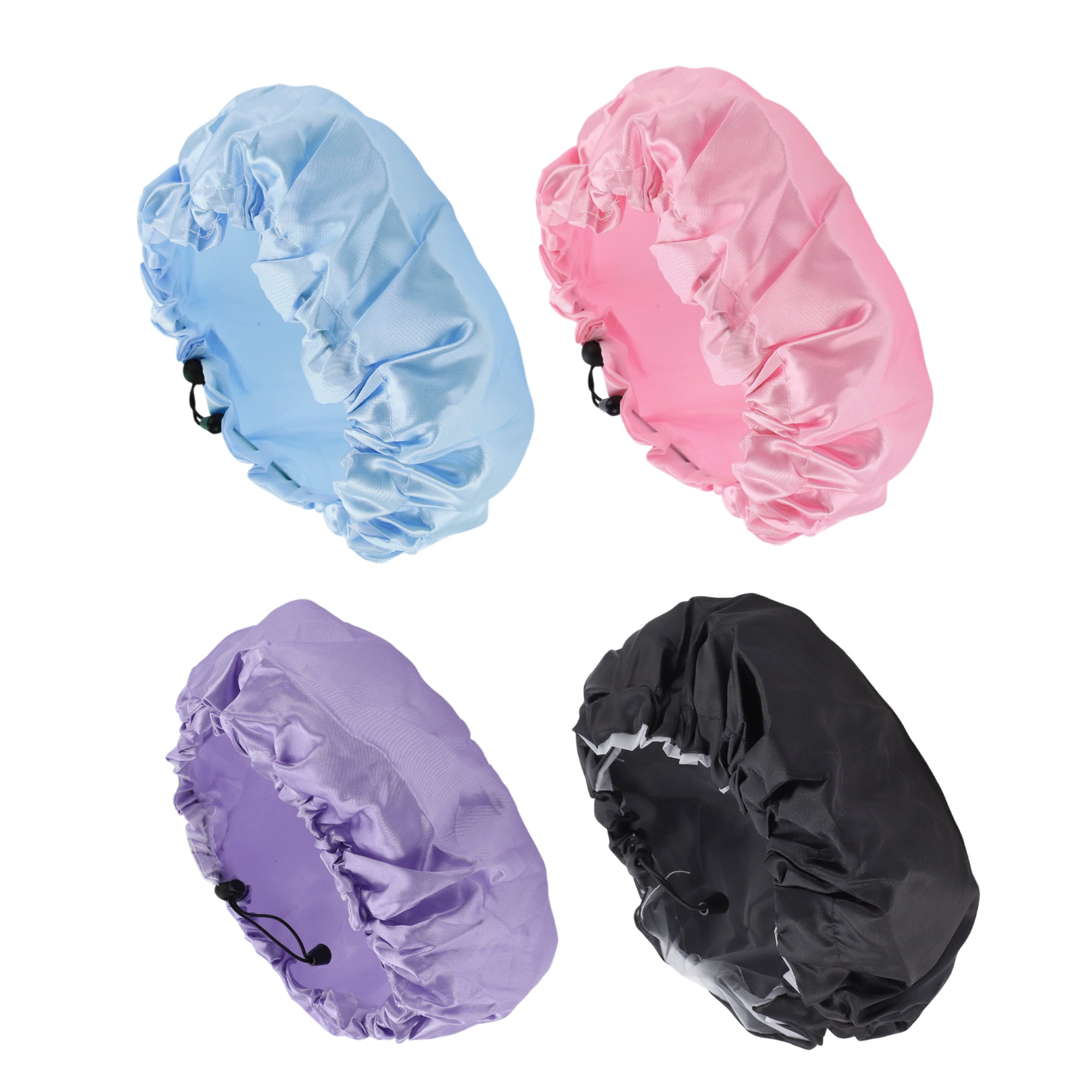 NOMADIC NOOK Women's Adjustable Shower Cap Multicolor 4 Pcs 11.02"