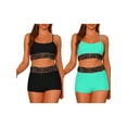 thumbnail image 1 of NOMADIC NOOK Women's Contrast Color Bikini Sets 2 Pieces High Waisted Scoop Neck Swimsuit Bathing Suit Combination Set Medium Black, Aquamarine Green, 1 of 5