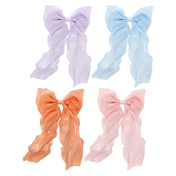 NOMADIC NOOK Women's Cute Bow Hair Pins 10.24"x6.69"x0.79" Orange Purple Blue Pink 4 Pcs