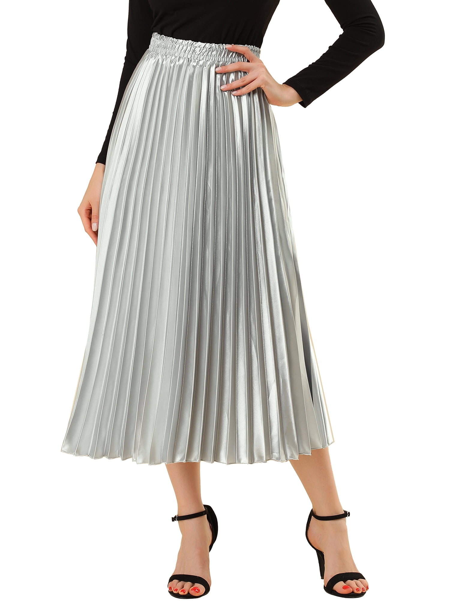 NOMADIC NOOK Women's Halloween Skirts Metallic Elastic Waist Midi