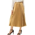 thumbnail image 1 of INSPIRE CHIC Women's Skirts Metallic Elastic Waist Midi Pleated Party Skirt XL Gold, 1 of 8