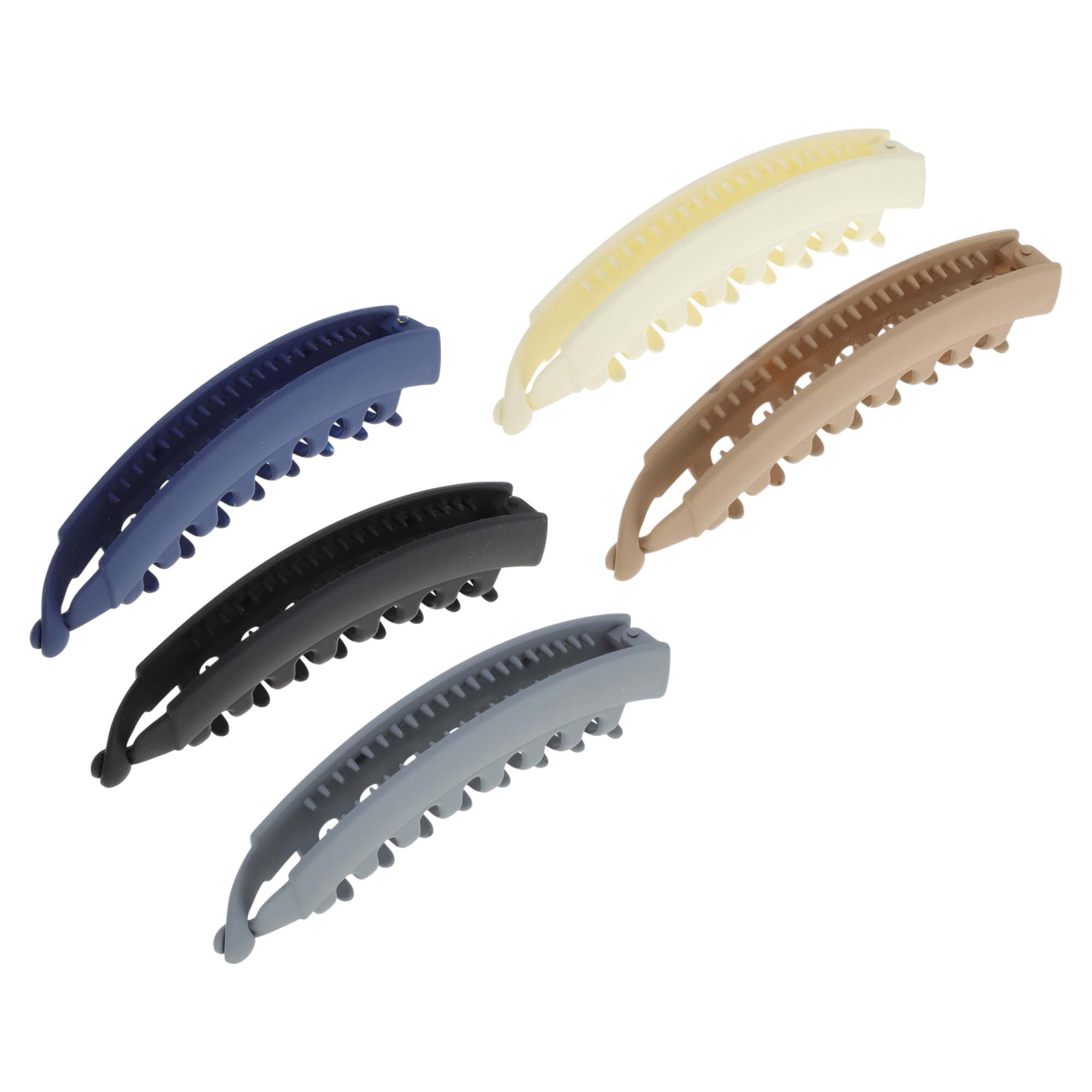 NOMADIC NOOK Women's Fashion Banana Hair Clips 5PCS Gray Navy Blue Beige Khaki Black