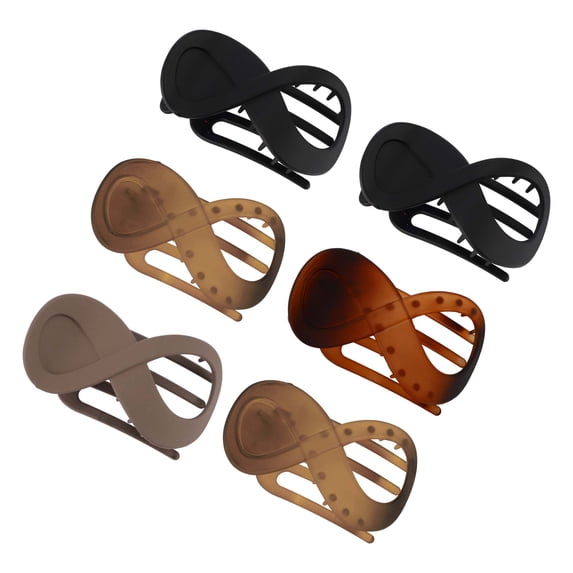 NOMADIC NOOK Women's Flat Hair Clips 6 Pcs Black Brown