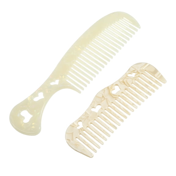 NOMADIC NOOK Women's Heart Style Handheld Wide Tooth Comb 2 Pcs Beige