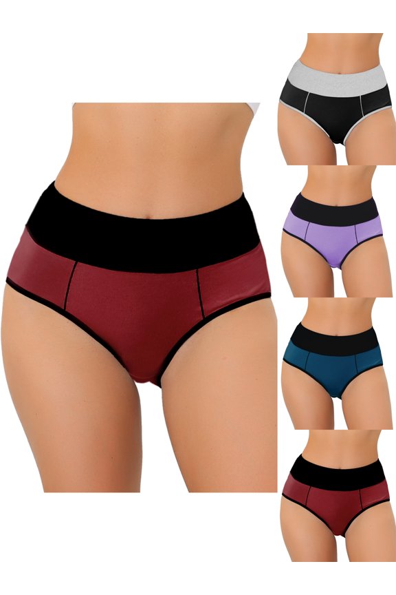 Women's High Waist Color-Block Brief 5 Packs
